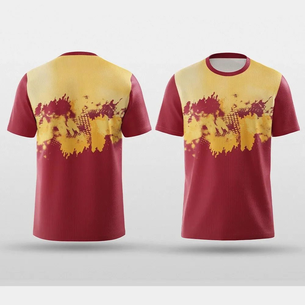 

Splatter Ink & Color Block Short Sleeve Jersey | Quick-Dry Breathable Sports Shirt for Training & Matches | Trendy Athletic Wear