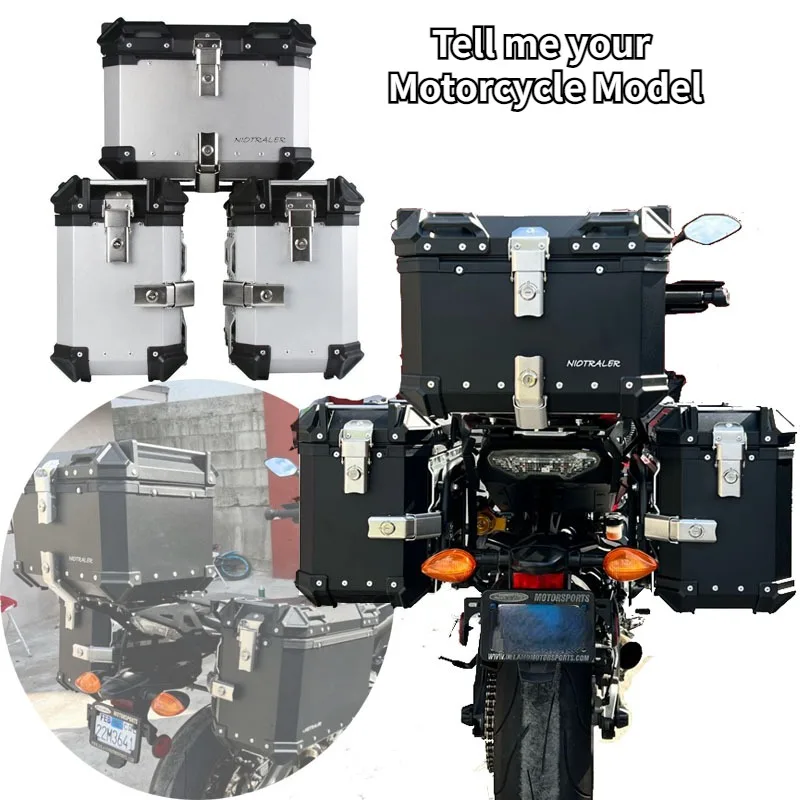 Universal Motocycle Top Tail Box Side Boxes Set Rear Luggage Cases Set Motorcycle Helmet Box with Bracket Mount Rack Kits Holder