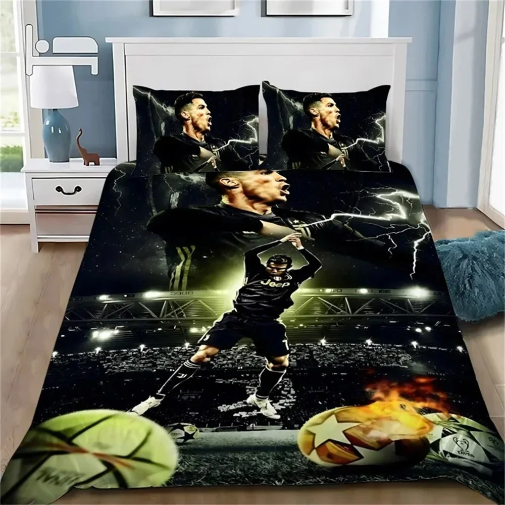 Immagine 4: Copripiumino 3D Football CR7 Set biancheria da letto Copripiumino morbido con 1/2 pezzi Federe per bambini Copripiumino in microfibra per adulti