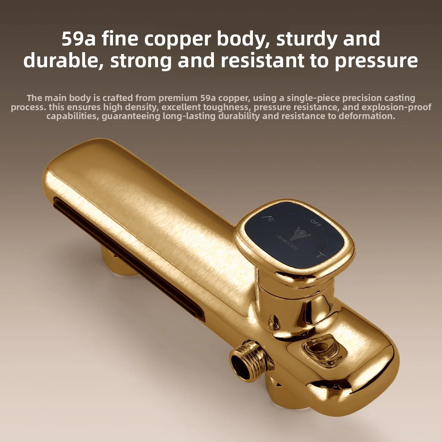 Set di rubinetti per doccia semplici interamente in rame con asta di sollevamento, soffione doccia per bagno