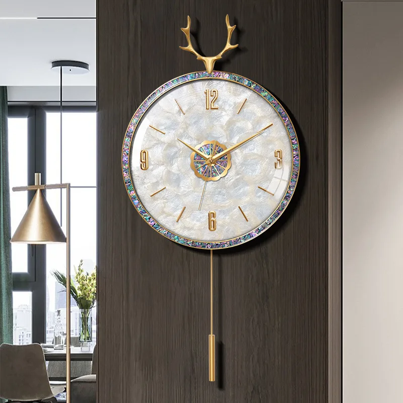 Light luxury brass clock wall clock living room home simple modern silent wall watch luxury high-end quartz