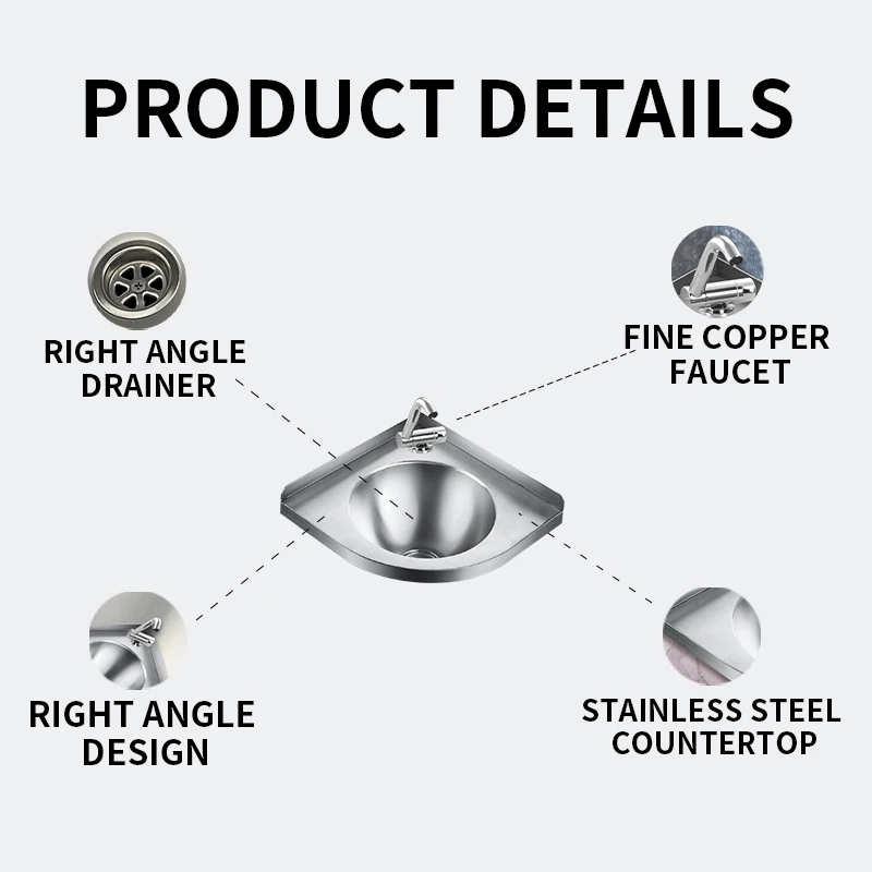 

304 stainless steel triangle wash basin GR-596 RV off-road vehicle modification fixed tent stainless steel sink