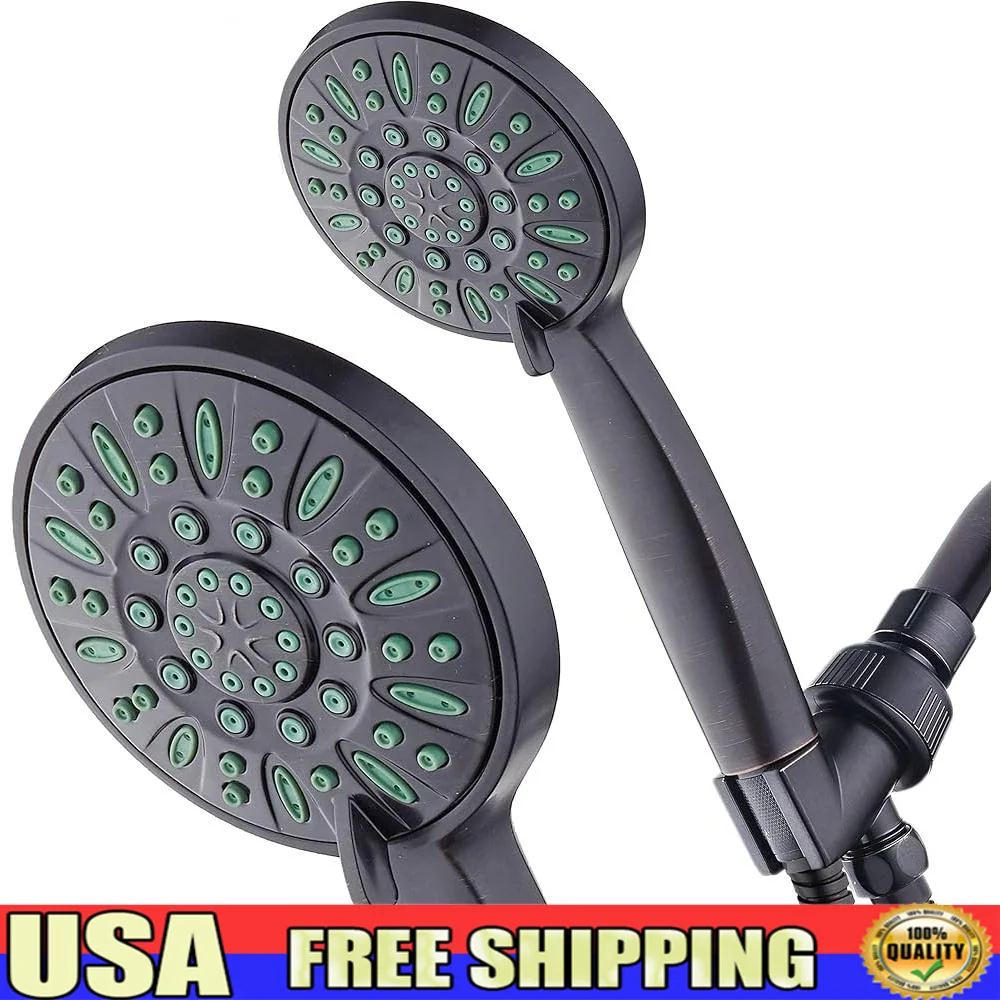 

High Pressure Antimicrobial Handheld Shower Head Anti-Clog Microban Technology 6-Setting Easy Clean Tool-Free Installation