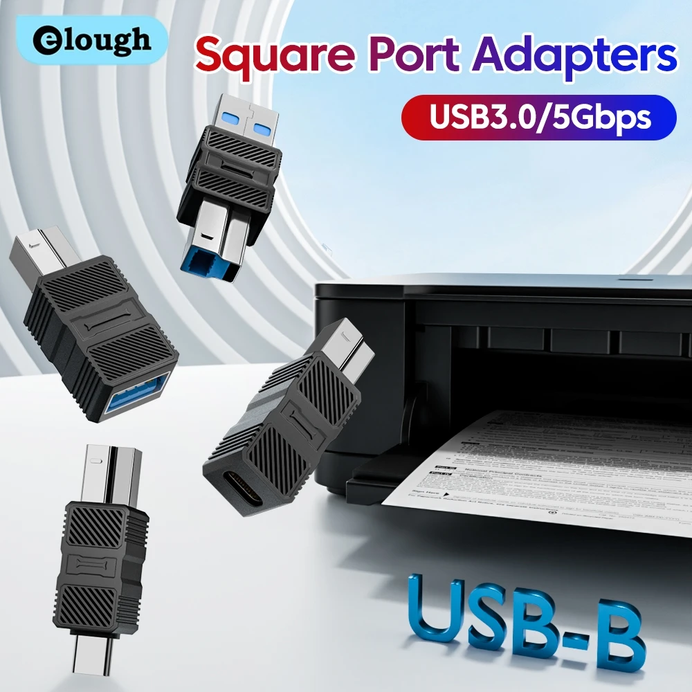 Elough High Speed USB-B 3.0 Printer Adapter USB Type C To USB-B Port Printer Print Converter Hard Disk Copier Transfer Adapter