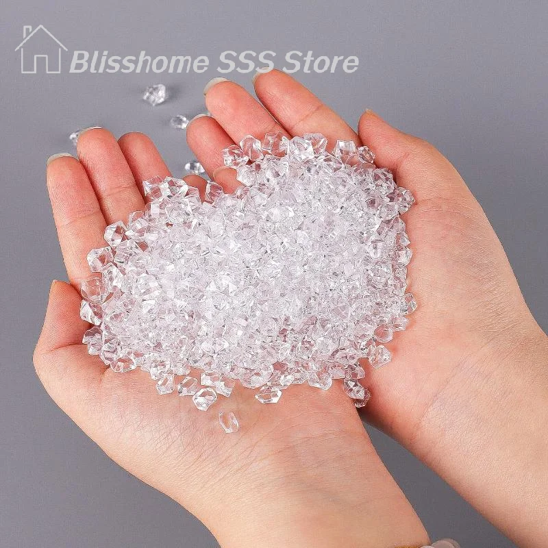 【S】1 Set Mini Transparent Ice Broken Ice Crystal Stones Ice Grains Simulation Props For Dollhouse Decoration Miniature Home