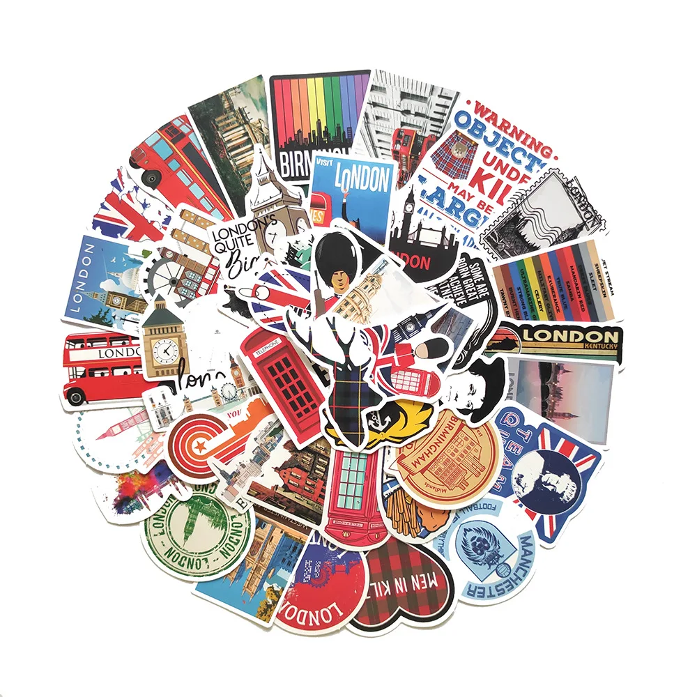 10/30/50pcs London England naklejki na laptopa gitara rowerowa nadruk z motywem deskorolki dziecko DIY Graffiti naklejki wodoodporne zabawka