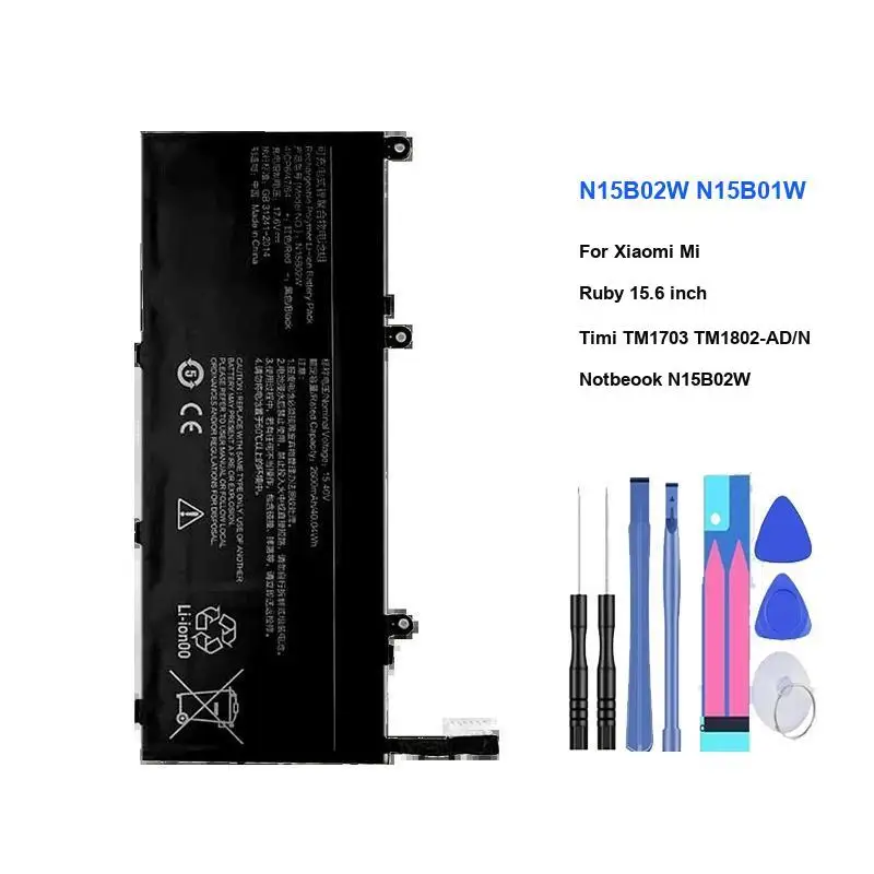 2600Mah Laptop Battery For Xiaomi MI Ruby TM1703 TM1802-AD N C 15.6 Inch High-Capacity Replaceable N15B02W N15B01W