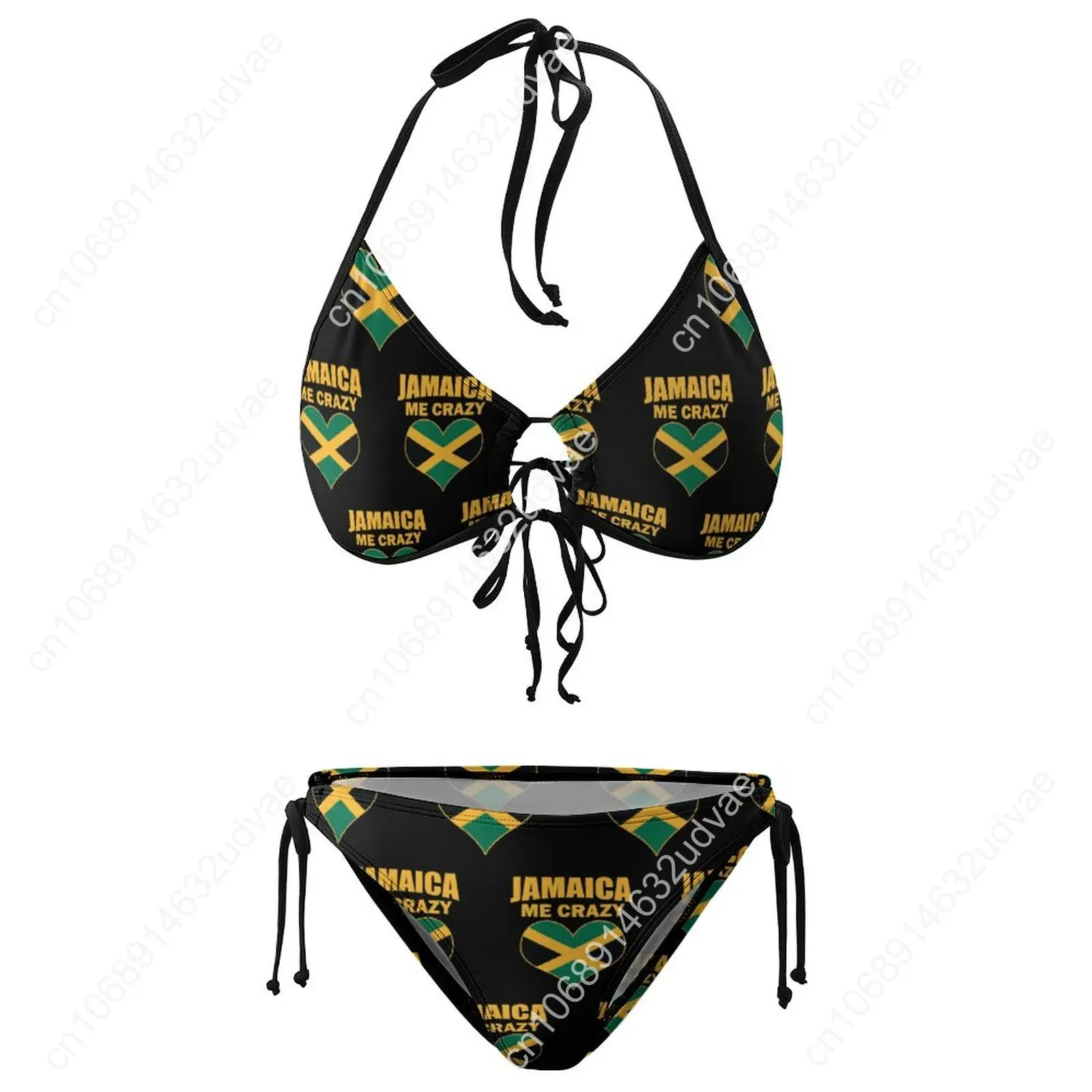 Graphic Exotic Women's Bikinis Jamaican Me Crazy Jamaica Quote PrintFunny Novelty Bikini Top Quality Swimwear Beachwear