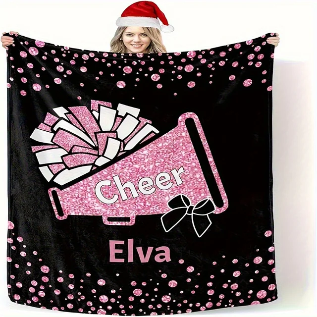 1pc Custom Cheerleader Blanket with Personalized Name, Perfect Gift for Mom, Wife, Girlfriend, Team, Mixed Colors, All-Season 3 1pc Custom Cheerleader Blanket with Personalized Name, Perfect Gift for Mom, Wife, Girlfriend, Team, Mixed Colors, All-Season 3