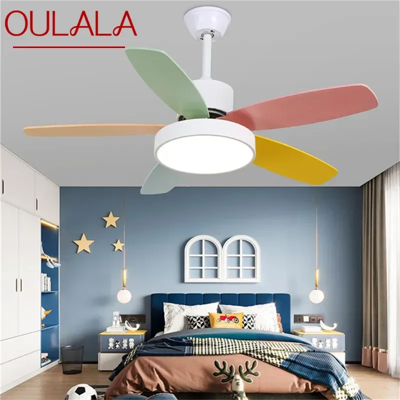 

OULALA Modern Fan Light Luxury Living Room Restaurant Bedroom Study LED Ceiling Fan Light Remote Electric Fan Light