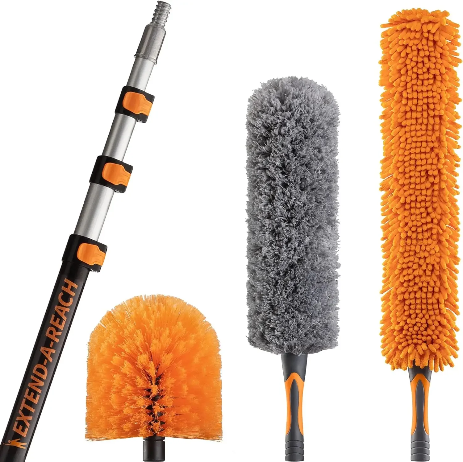 High Reach Duster Kit with 7-30 ft Extension Pole // High Ceiling Duster Cleaning Kit with Telescopic Pole // Cobweb Duster // F