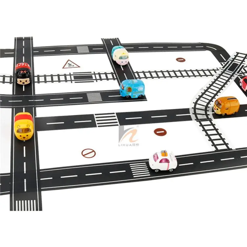 ABXE-3X Play Road Tape For Cars And Trains 3 Rolls 4.8Cmx5m Straight Curve Track Traffic Signs - Kids Gifts