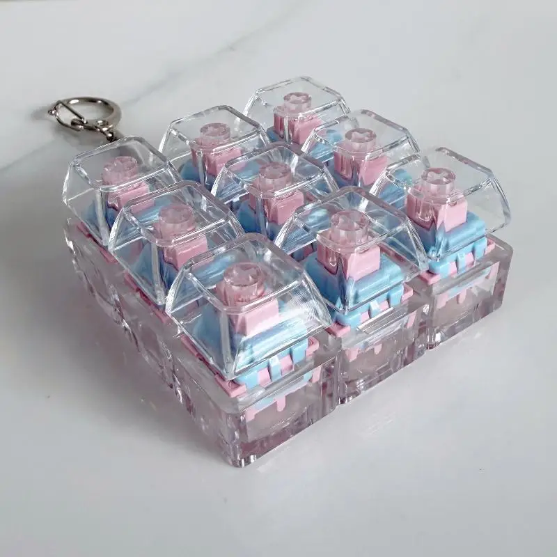 SXH 1/2/3/4/9 Key Keyboard  Toys Crystal Keycap Keychain Stress Relief Fingertip Gadget Decompression Toys Clicker  Toy