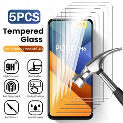 For Xiaomi Poco M6 PocoM6 4G Case 5Pcs Phone Screen Protector On Poko Little M6 M 6 Pro 6Pro M6Pro 4G Full Cover Tempered Glass