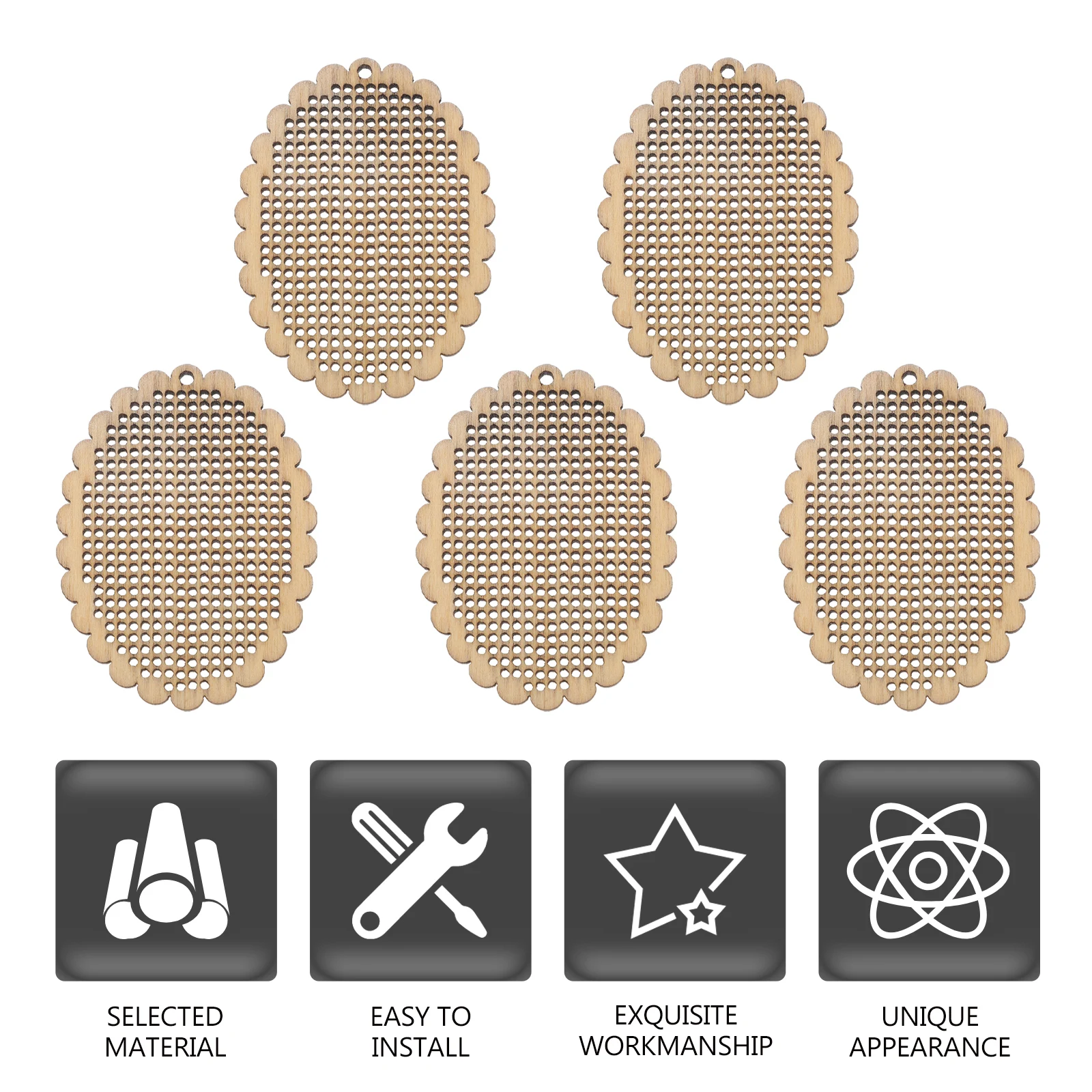 

Mini -stitch Board Ornaments for Crafts Natural Wood Pendants Beginner Wooden Chip