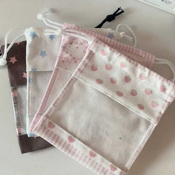 Steve Cute Star Strawberry Large Capacity Transparent Layer Doll Display Bag Travel Cosmetics Storage Bag