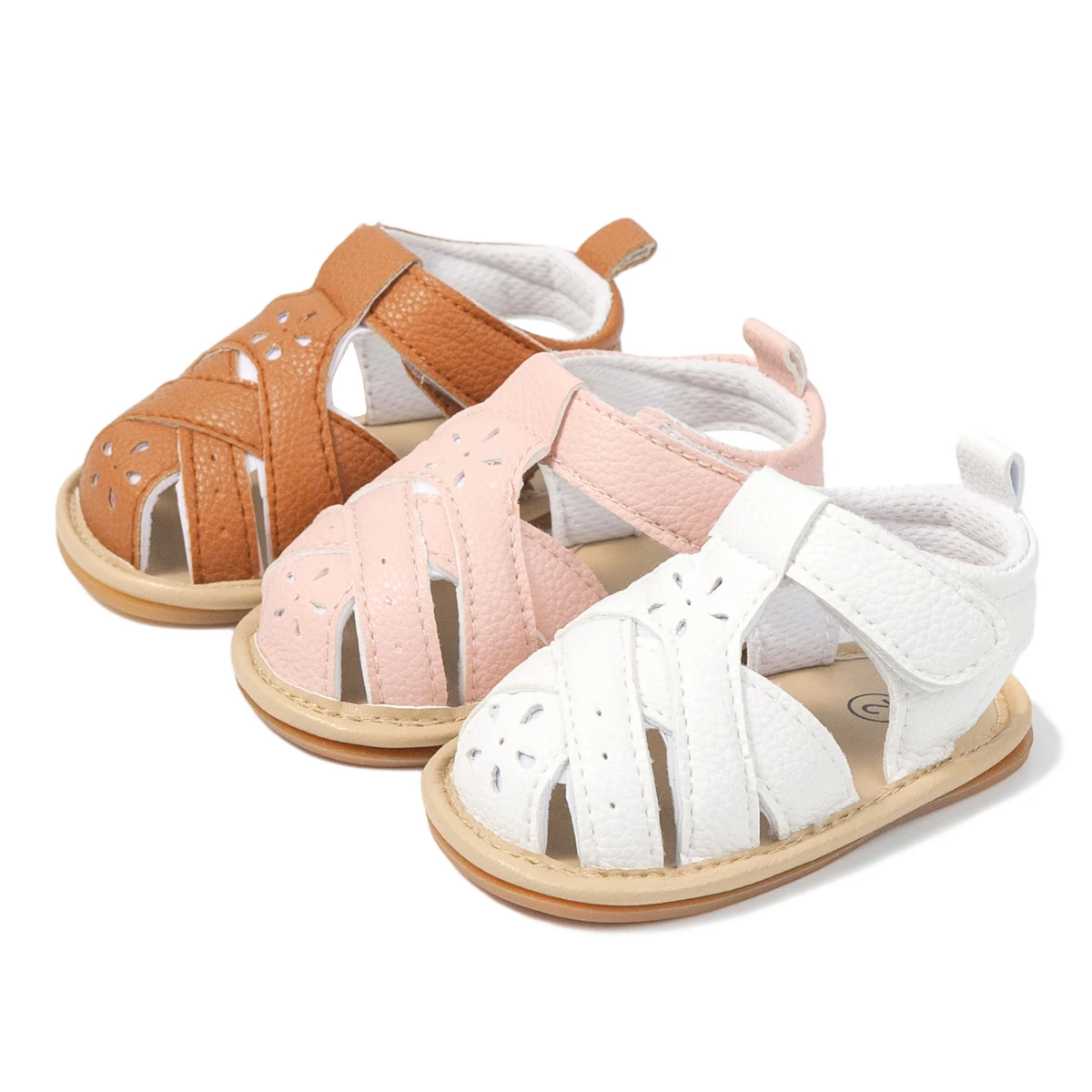 KIDSUN Summer Sandals Baby Shoes Boy Girl Flats Rubber Sole Anti-Slip Toddler Crib Shoes First Walker