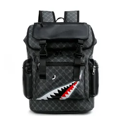 New PU Leather Backpack with Shark-inspired Design for Students and Travelers mochilas de hombre messenger bag