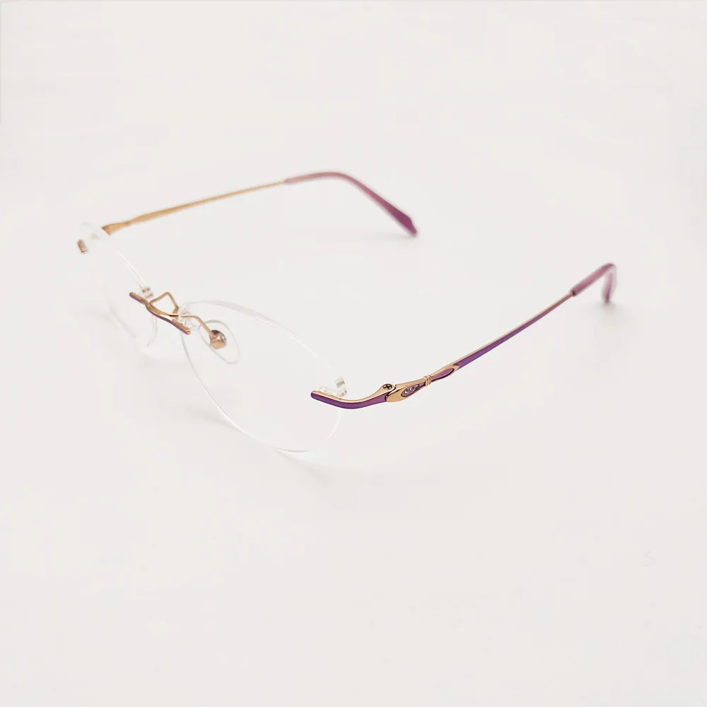 Entwickelt Frauen Randlose Brille Reinem Titan Brillen Optische Rahmen Rezept Rahmenlose Spektakel Kristall Dekoration Tempel – Detail 8