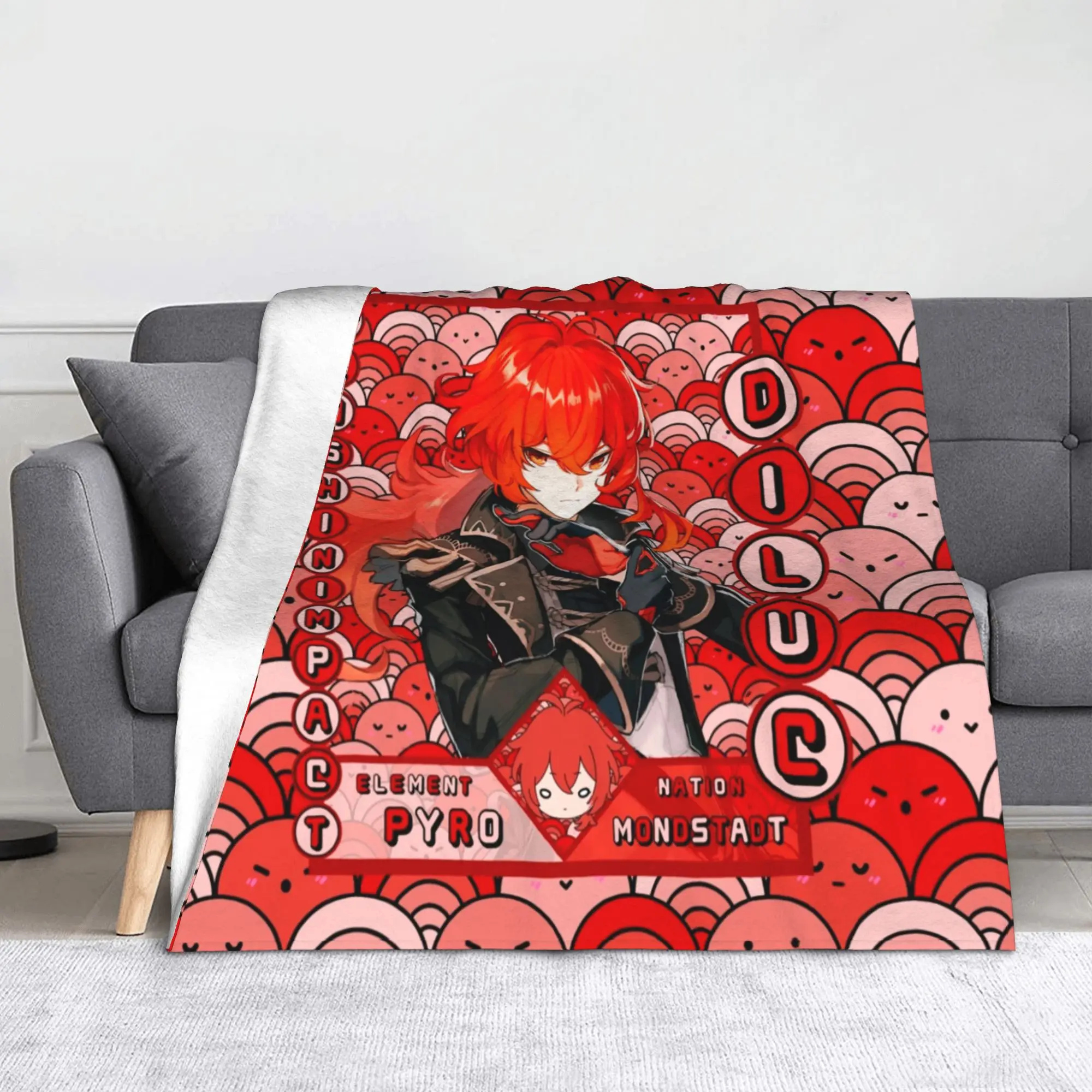 

Genshin Impact Diluc Blankets Fleece Summer Breathable Super Soft Throw Blankets for Home Bedroom Quilt