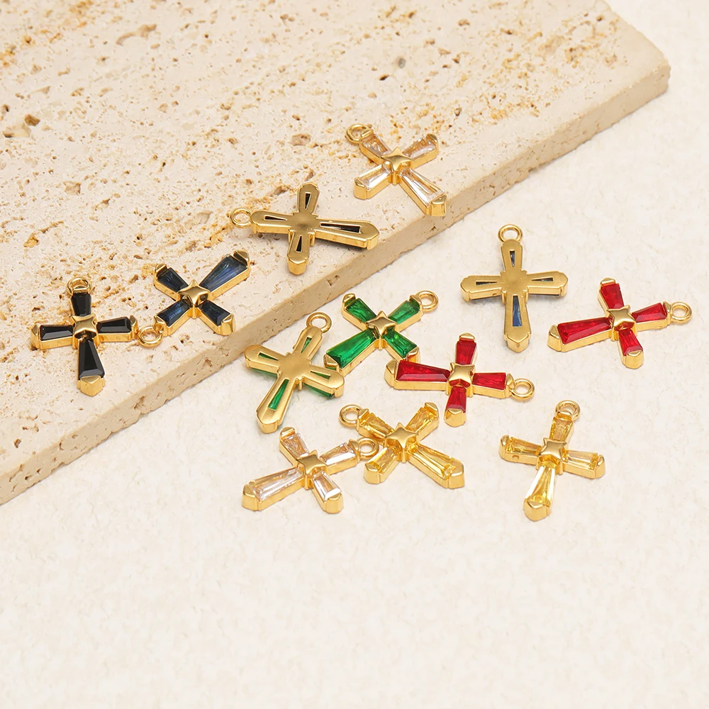 4 Stück Edelstahl-Zirkon-Schwert-Kreuz-Anhänger für Halsketten, Zubehör für die Herstellung von Ohrringen, DIY-Schmuckzubehör – Detail 5