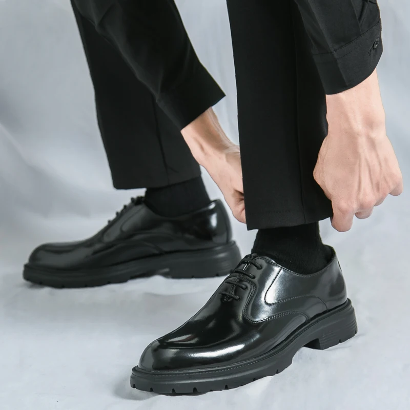 Classic Derby Shoes From The United States Men Lace Up Business Office Formal Shoes Gentlemen Social Shoes in Black Red 38-46
