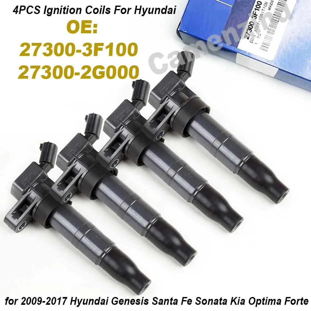 

4PCS Ignition Coil 27300-3F100 27300-2G000 For 2009-2017 Hyundai Genesis Santa Fe Sonata Kia Optima Forte 273003F100 273002G000