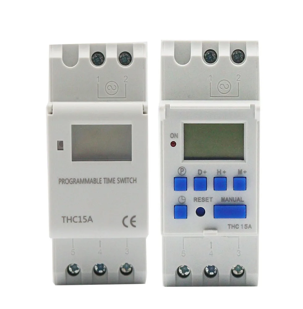 THC15A New type Din Rail 2 wire Weekly 7 Days Programmable Digital TIME SWITCH Relay Timer Control AC 220V 230V 12V 24V 48V 16A