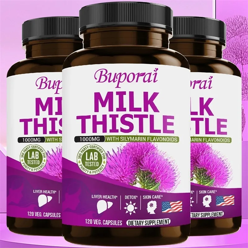 Cápsulas de cardo mariano: limpieza y reparación del hígado, beneficios para la salud del hígado, diurético, reducción de hinchazón, reducción de lípidos