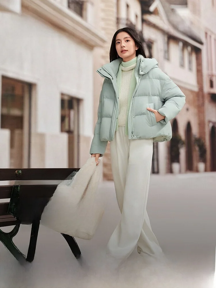 

Bosideng Women's Fashion Short down Jacket Casual Style Bread Design Warm City Leisure Thickened Polyester Fiber Duck down