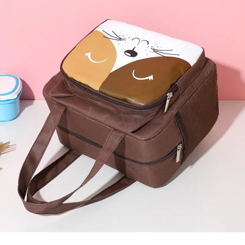 Portable Lunch Bag for Women Cartoon Cat Convenient Lunch Box Tote Food Bags Picnic Lunch Container Food Storage Bags WY205