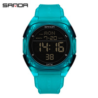 SANDA 6272 Digital Watch Multi-function Alarm Clock Luminous Waterproof Silicone Wristwatch Casual Students Electronic Watches