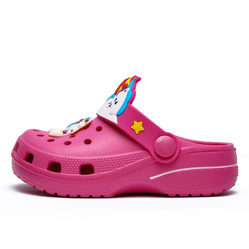 STRONGSHEN-Sandalias de dinosaurio unicornio para niños y niñas, zuecos de verano para jardín, zapatillas de playa, zapatos Infantiles con agujeros