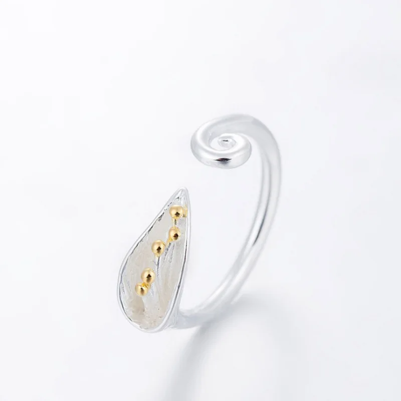 

925 Sterling Silver Flower Adjustable Ring For Fashion Women Party Fine Jewelry Minimalist Punk Accessories