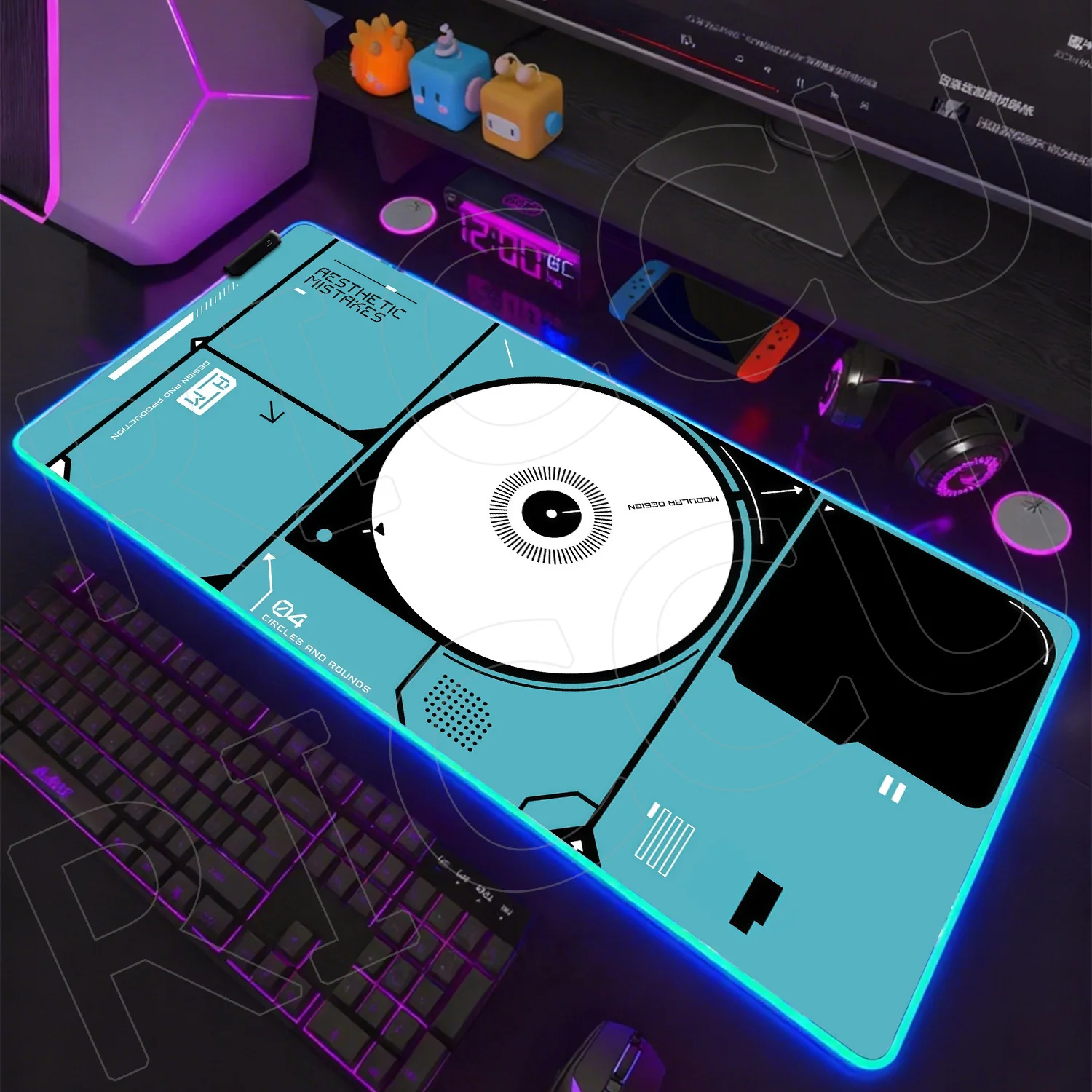 

RGB XXL Technology CD Computer Rug LED Mouse Pad Gaming PC Accessories Large Sense of Science expand Desk mat Keyboard Mausepad