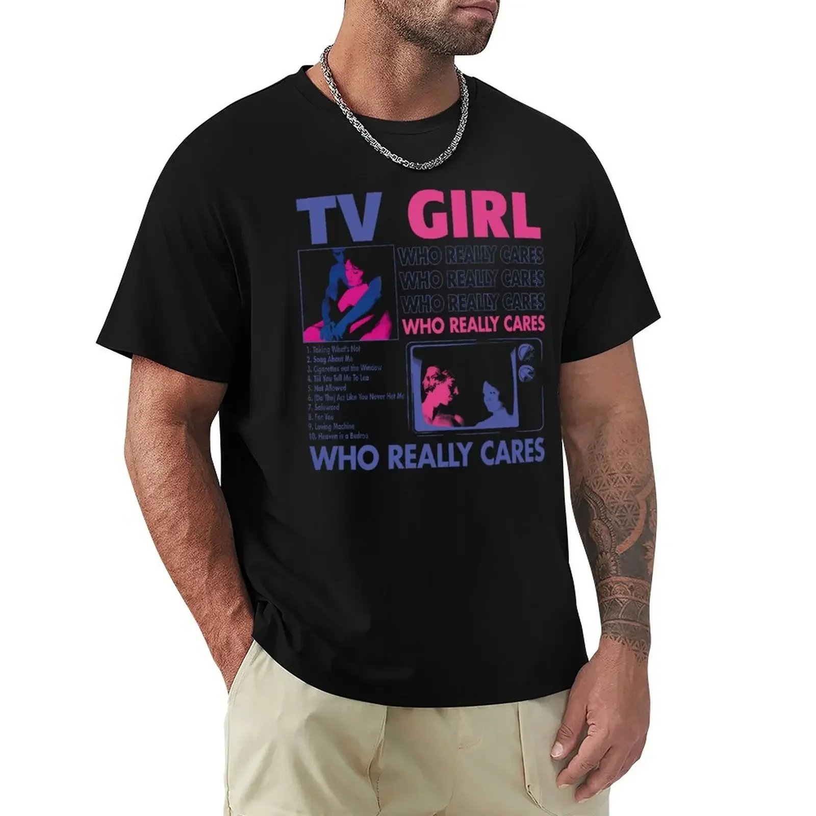 

Футболка TV Girl Who Really Cares, забавные мужские футболки с графикой, новые топы и футболки с короткими рукавами и круглым воротником в стиле Харадзюку