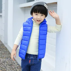 жилетка детская 23 Winter Outdoor Clothes for Children Girls Cotton Vest Primary School Hooded Tank Top Warm Solid Kid Clothing