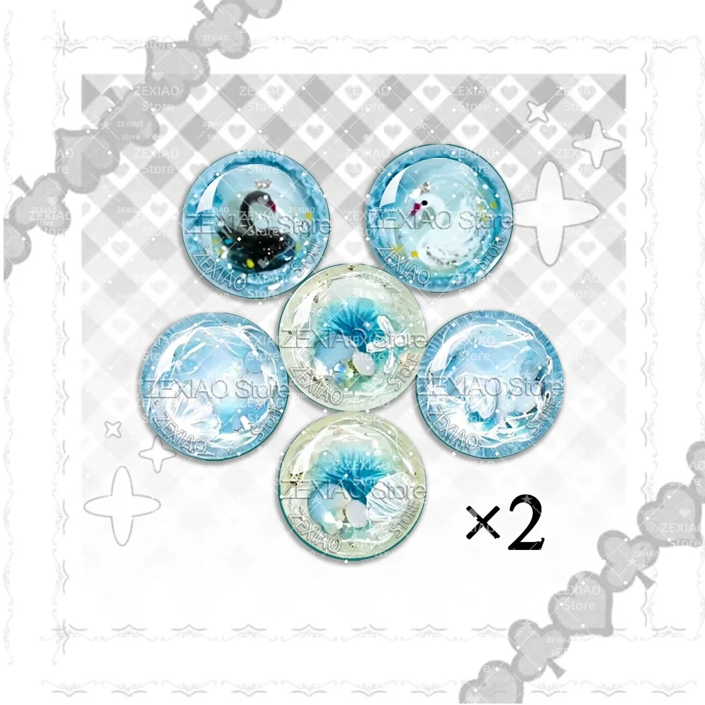 Blue Swan Ocean Butterfly Printed Pattern Eye Chips Blythe Doll Glass Cabochon Eye Chip BJD DIY Making Jewelry Accessories MS016