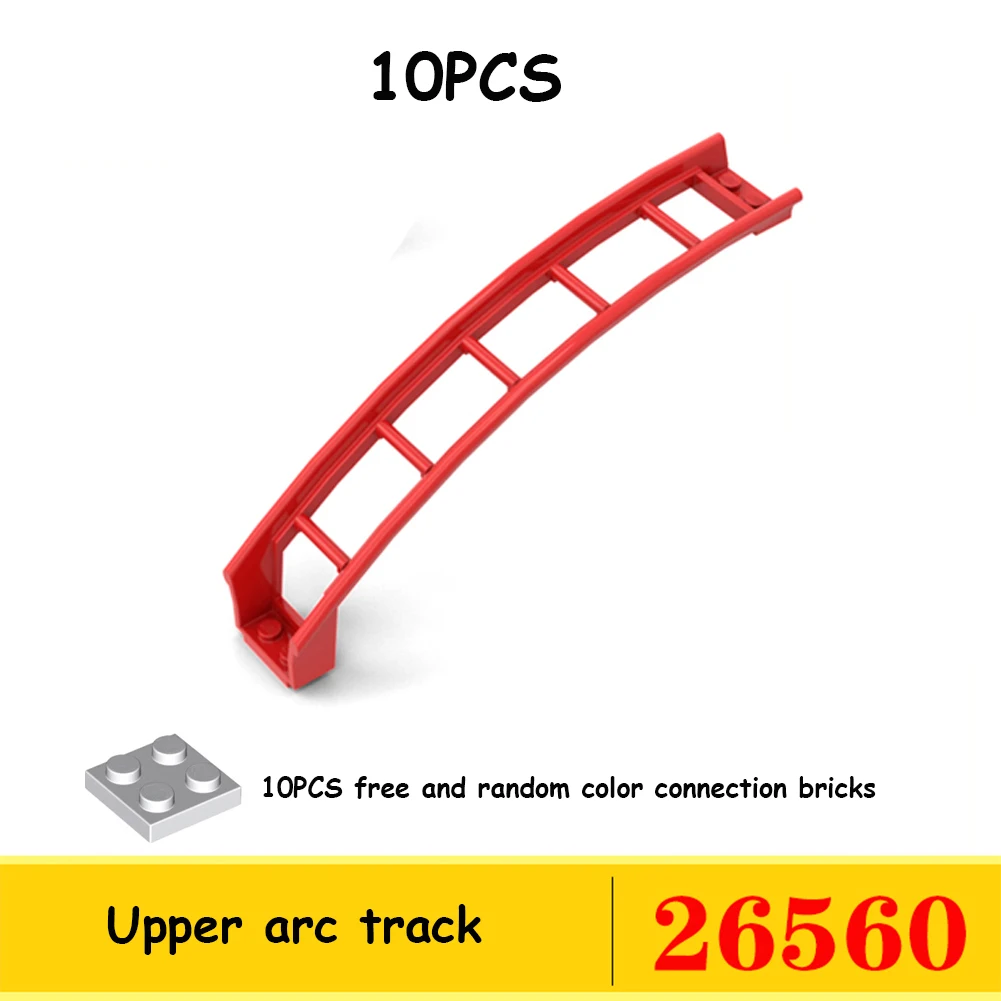 10 x Achterbahn-Schienenschienen, kleine Partikel, technische Teile, MOC-Baustein, kompatibel mit Legoeds 25061, 26559, 26560, 260