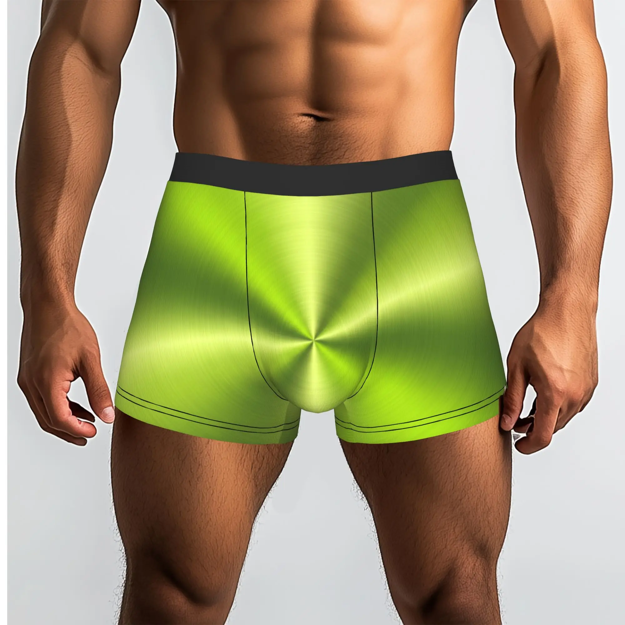 

1piece Lime Green Anisotropic Metallic Reflection Design Underpants Homme Panties Male Underwear Ventilate Shorts