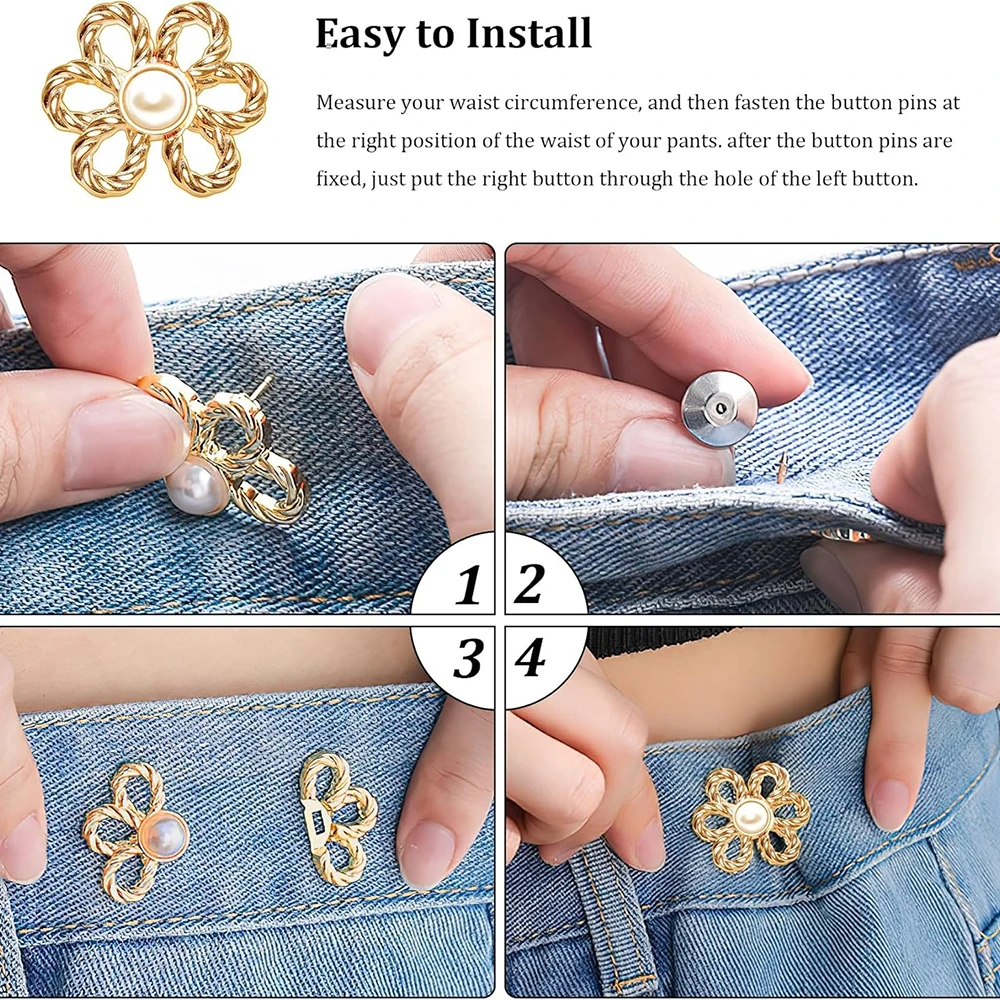 2 ensembles de tendeurs de taille pour pantalons réglables, sans couture, sans outil, ensembles de boucles de taille, épingles de réglage de pantalons décoratives pour robes en jean amples