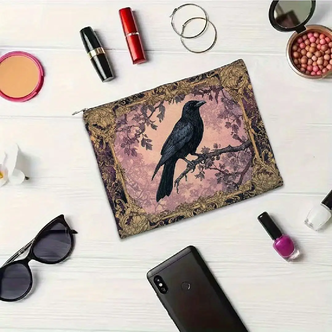 Uma bolsa de maquiagem retrô bruxa – bolsa multifuncional com zíper, bolsa de armazenamento de joias, bolsa de armazenamento pequena com zíper de viagem perfeita.