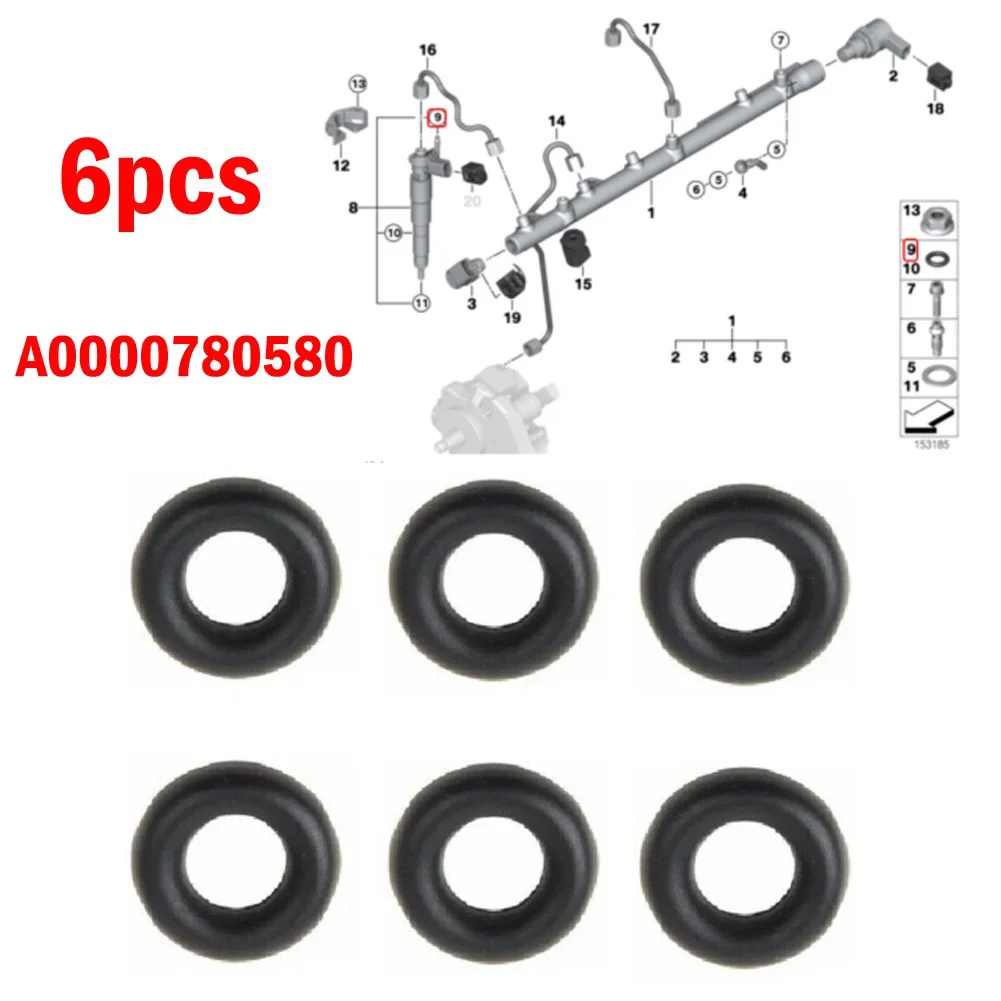 

Diesel Injector Leak-Off Pipe Accessories Seal O Ring Injector Rubber 1607004980 6pcs BC3Q 7D741 For Mercedes C-Class