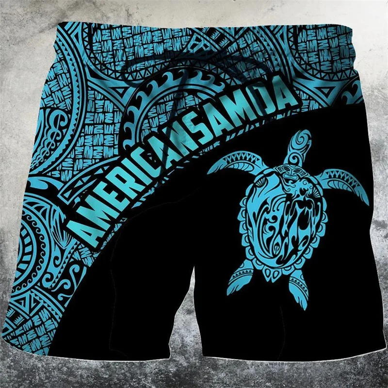 3D Printed Funny Sea Turtle Short Pants For Men Floral Leaf Plant Pattern Swim Trunks Casual Harajuku Street Hawaii Beach Shorts