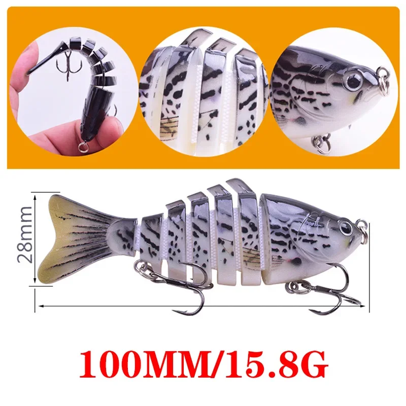 Iscas de pesca luminosa, Multi Swimbait articulado, Wobblers Pike Tackle para Bass Trout, Crankbait Lure, 6 7 Segmento, Drop Shipping