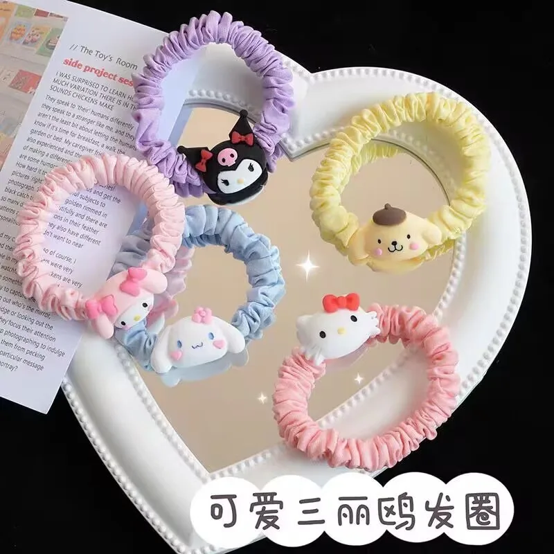 

Cartoon Sanrio New Hair Accessory Kawaii Hello Kitty Cinnamoroll Girls' Rubber Band Headband Kuromi MyMelody Children's Gift