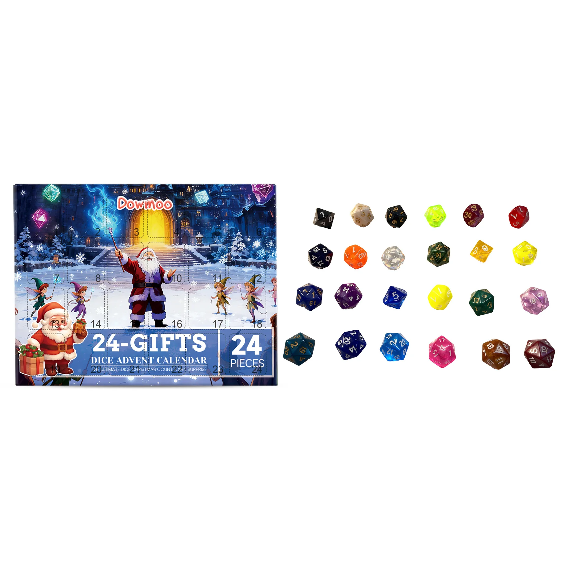 عيد الميلاد تقويم القدوم صندوق النرد 2025 عيد الميلاد العد التنازلي التقويم الاكريليك 24 يوما النرد صناديق أعمى لهدايا عيد الميلاد ديكور حفلات