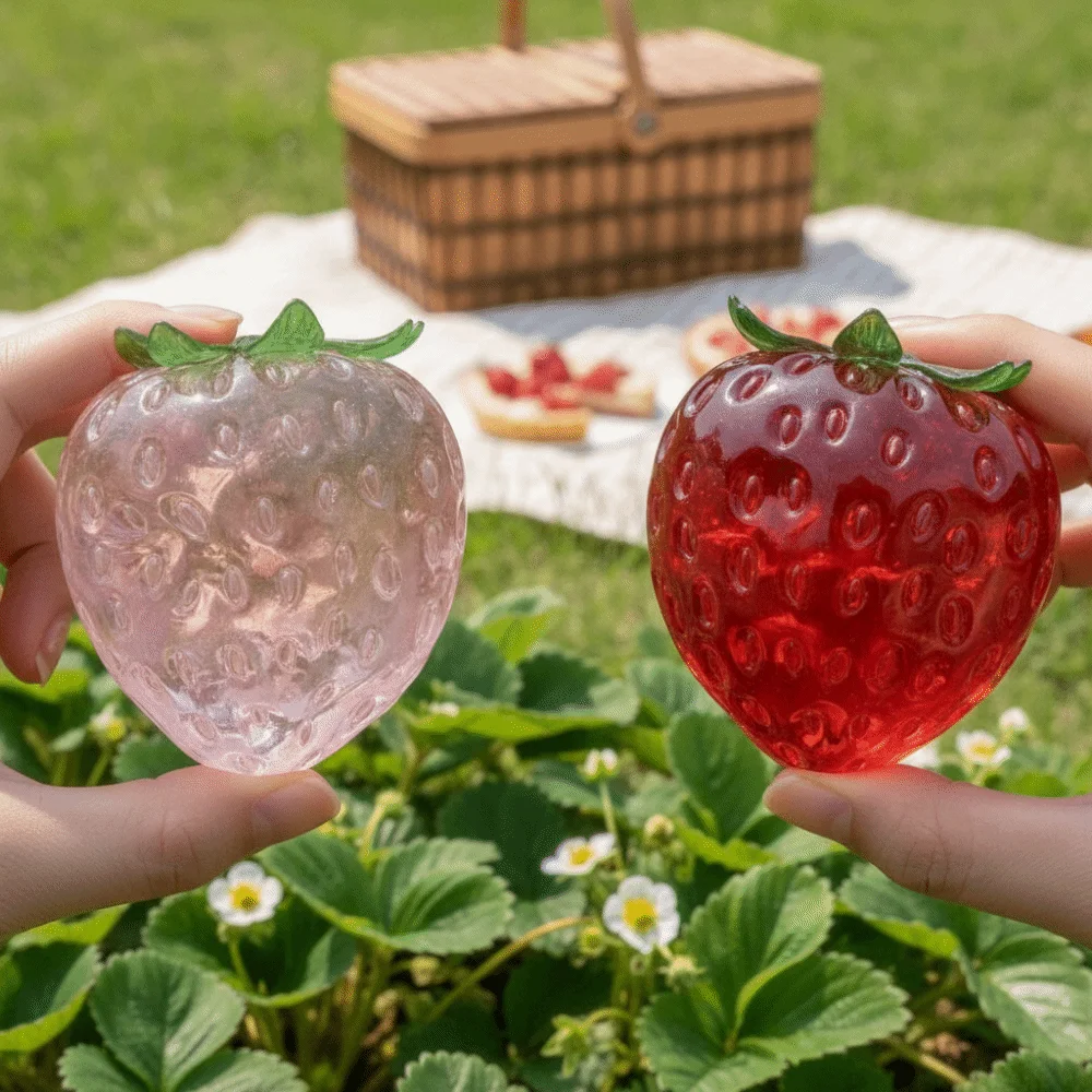 Handmade Strawberry Ball Strawberry Squeeze Toy Non-Rebound TPR Moldable Squeeze Ball Oil-Filled Strawberry Shape