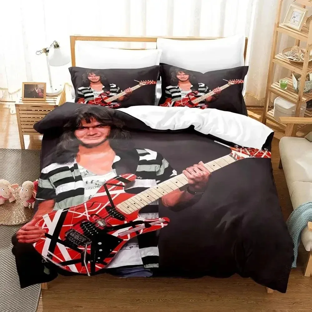 

3D Print Singer Eddie Van Halen Bedding Set Duvet Cover Bed Set Quilt Cover Pillowcase Comforter king Queen Size Boys Adult