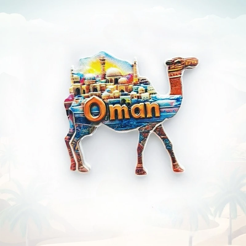 

Omani Camel Landmark Fridge Magnet 3D Desert Travel Souvenir Arabian Peninsula Themed Decor Cute Bedouin Gift with Strong Magnet